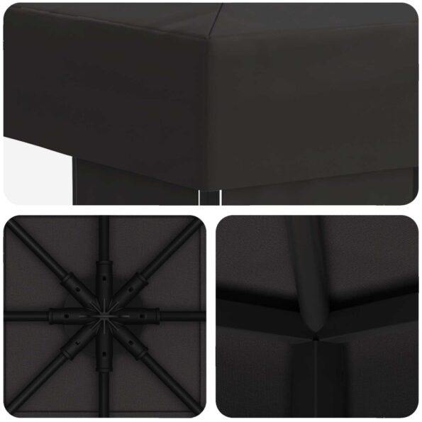 vidaXL Altánok 3 x 3 m Antracitová Polyester a oceľ 190 gsm – Obrázok 5