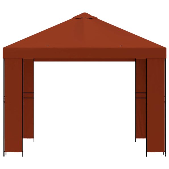 vidaXL Altánok 3 x 3 m Tehlová Polyester a oceľ 190 gsm – Obrázok 3