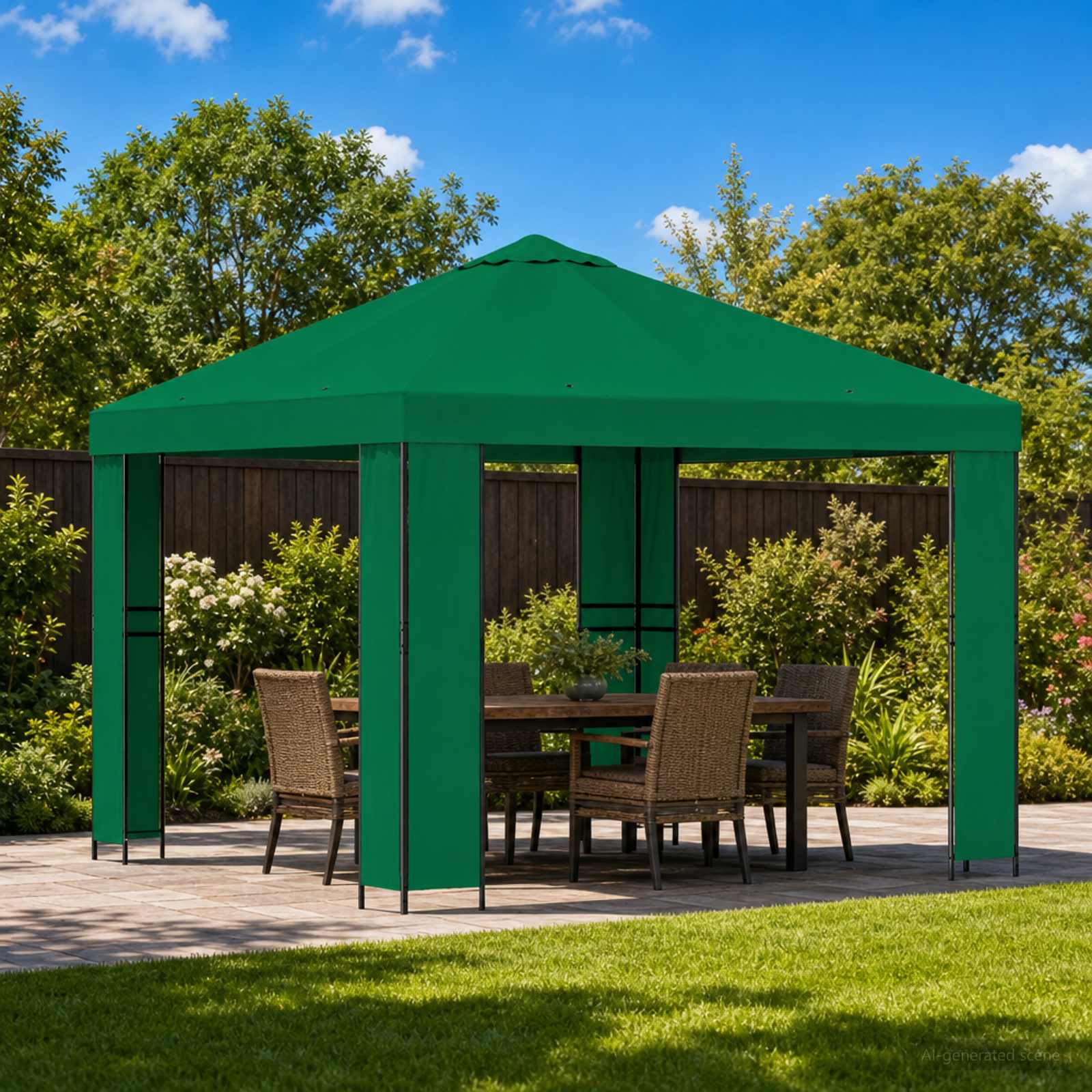 900353_1.jpg vidaXL Altánok 3 x 3 m Zelená Polyester a oceľ 190 gsm – Obrázok 1