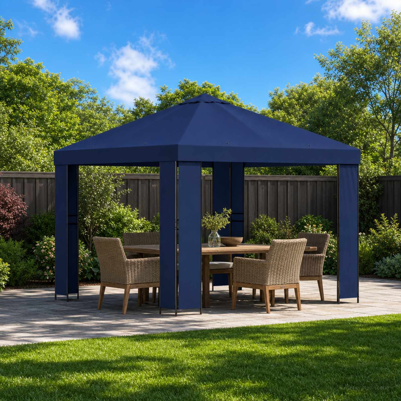 900355_1.jpg vidaXL Altánok 3 x 3 m Modrá Polyester a oceľ 190 gsm – Obrázok 1