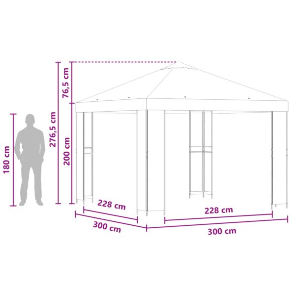 vidaXL Altánok 3 x 3 m Modrá Polyester a oceľ 190 gsm – Obrázok 7