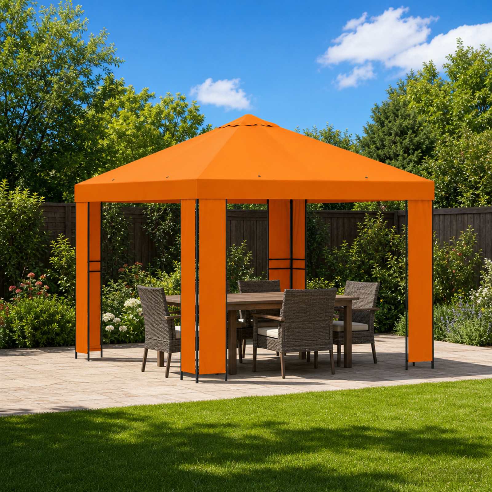 900357_1.jpg vidaXL Altánok 3 x 3 m Oranžová Polyester a oceľ 190 gsm – Obrázok 1