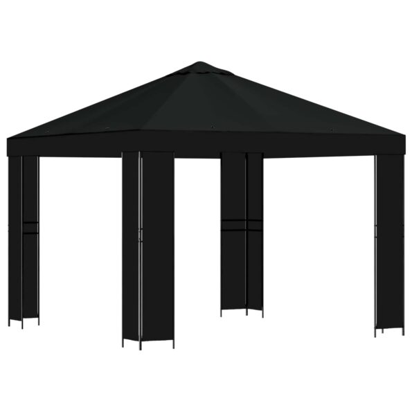 vidaXL Altánok 3 x 3 m Čierna Polyester a oceľ 190 gsm – Obrázok 2