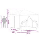 vidaXL Záhradný altánok so bočnými stenami 3 x 3 m Zelená – Obrázok 9
