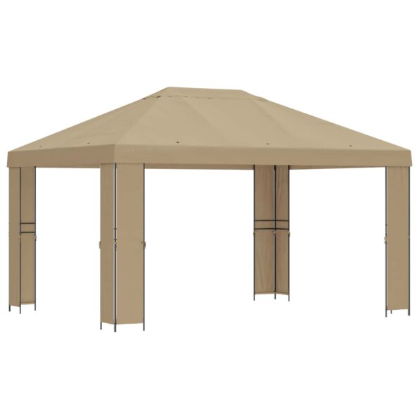 vidaXL Altánok 4 × 3 m Béžová Polyester a oceľ 190 gsm – Obrázok 2