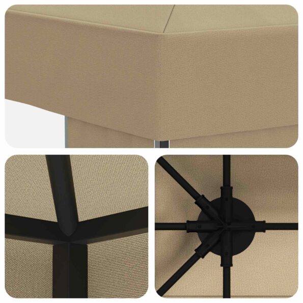 vidaXL Altánok 4 × 3 m Béžová Polyester a oceľ 190 gsm – Obrázok 5