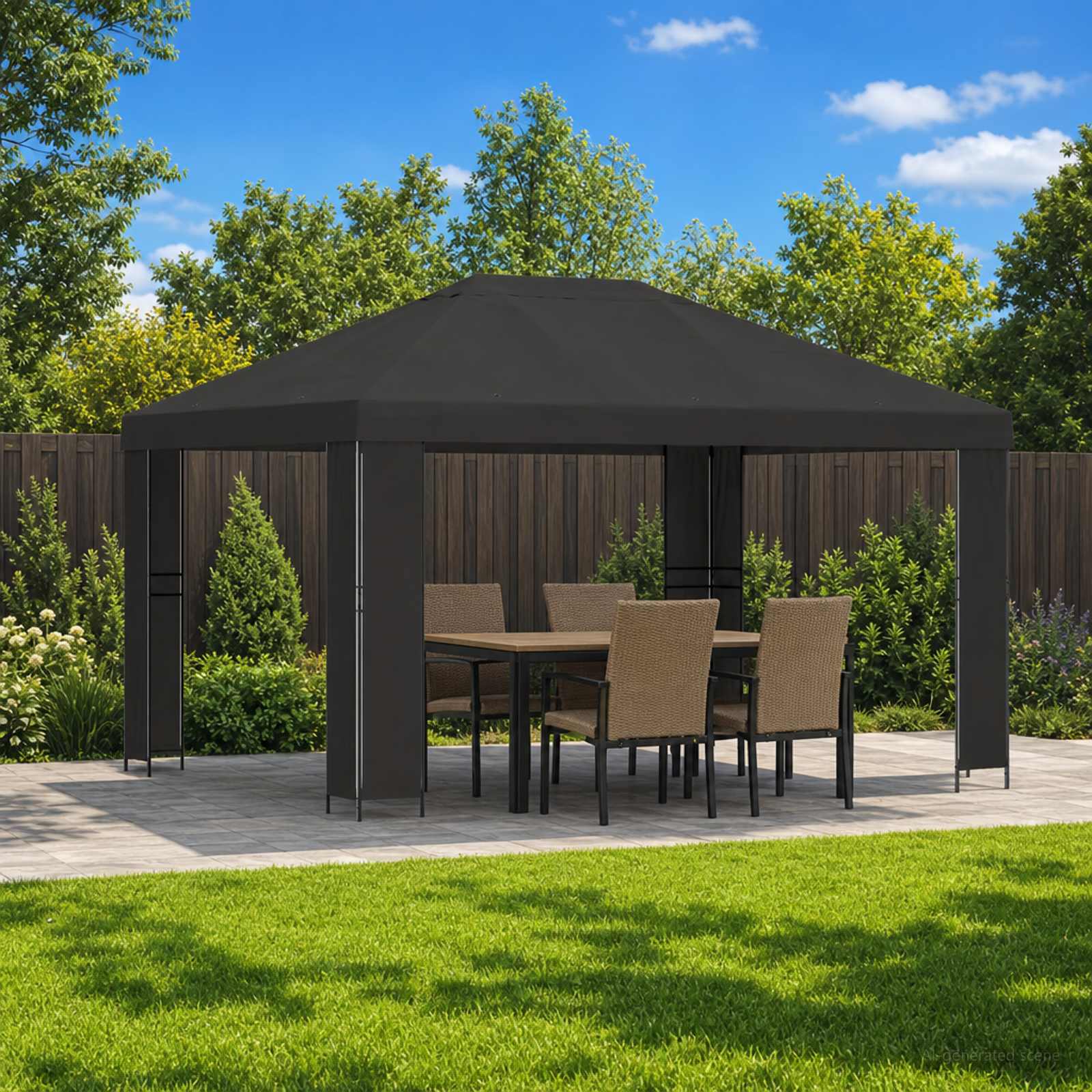 900375_1.jpg vidaXL Altánok 4 × 3 m Antracitová Polyester a oceľ 190 gsm – Obrázok 1