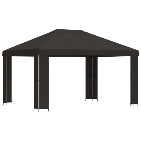 vidaXL Altánok 4 × 3 m Antracitová Polyester a oceľ 190 gsm – Obrázok 2