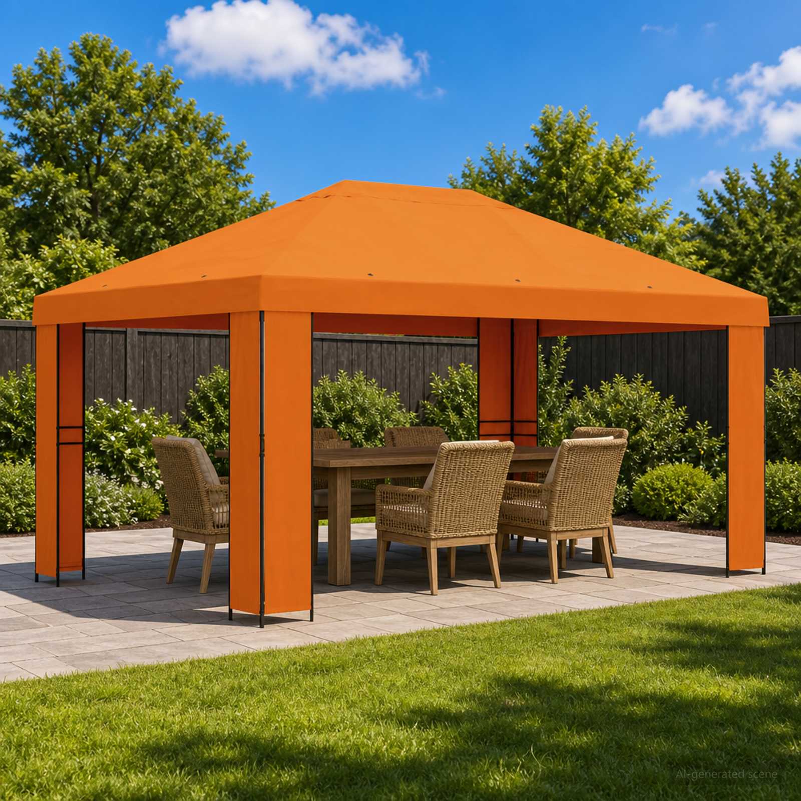 900381_1.jpg vidaXL Altánok 4 × 3 m Oranžová Polyester a oceľ 190 gsm – Obrázok 1