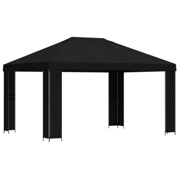 vidaXL Altánok 4 × 3 m Čierna Polyester a oceľ 190 gsm – Obrázok 2