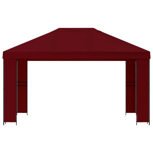vidaXL Altánok 4 × 3 m Vínovo červená Polyester a oceľ 190 gsm – Obrázok 3