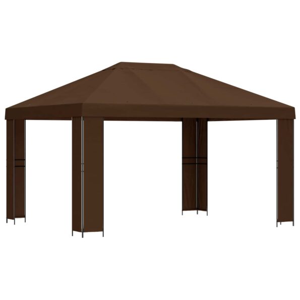 vidaXL Altánok 4 × 3 m Hnedá Polyester a oceľ 190 gsm – Obrázok 2