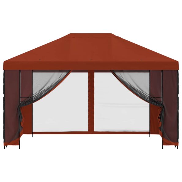 vidaXL Altánok so stenami 4 × 3 m Tehlová Polyester a oceľ 190 gsm – Obrázok 5