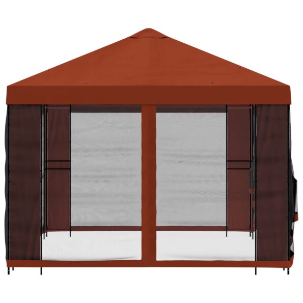 vidaXL Altánok so stenami 4 × 3 m Tehlová Polyester a oceľ 190 gsm – Obrázok 6