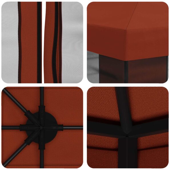vidaXL Altánok so stenami 4 × 3 m Tehlová Polyester a oceľ 190 gsm – Obrázok 7