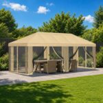 vidaXL Kryt altánku s bočnými stenami 6 x 3 m Krémová Polyester 190