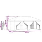 vidaXL Kryt altánku s bočnými stenami 6 x 3 m Krémová Polyester 190 – Obrázok 10
