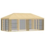 vidaXL Kryt altánku s bočnými stenami 6 x 3 m Krémová Polyester 190 – Obrázok 3