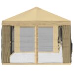 vidaXL Kryt altánku s bočnými stenami 6 x 3 m Krémová Polyester 190 – Obrázok 6