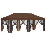vidaXL Kryt altánku s bočnými stenami Hnedá 600,5 x 300,5 cm Polyester – Obrázok 4