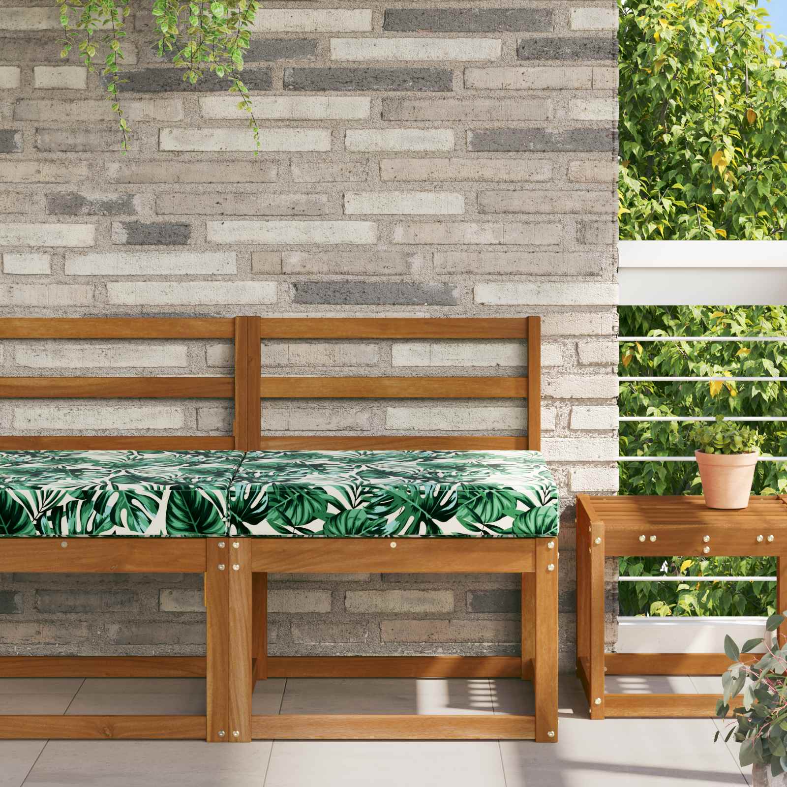 900705_1.jpg vidaXL Vankúš na vonkajšiu pohovku Vzor listov 60 x 60 x 8 cm – Obrázok 1