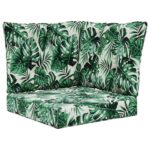 vidaXL Vankúš na vonkajšiu pohovku 3 pcs Vzor listov Polyester – Obrázok 2
