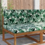 vidaXL Vankúš na vonkajšiu pohovku 2 pcs Vzor listov Polyester