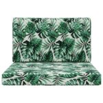 vidaXL Vankúš na vonkajšiu pohovku 2 pcs Vzor listov Polyester – Obrázok 6
