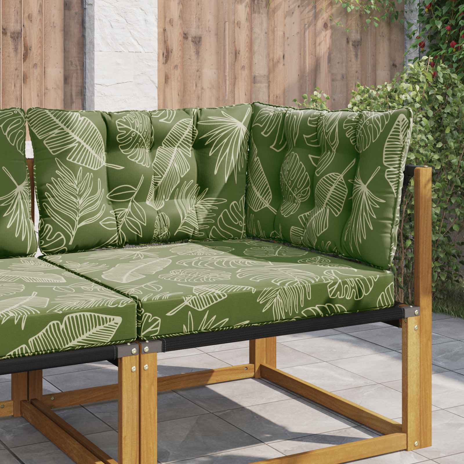 900928_1.jpg vidaXL Vankúš na vonkajšiu pohovku 3 pcs Design s listami Polyester – Obrázok 1