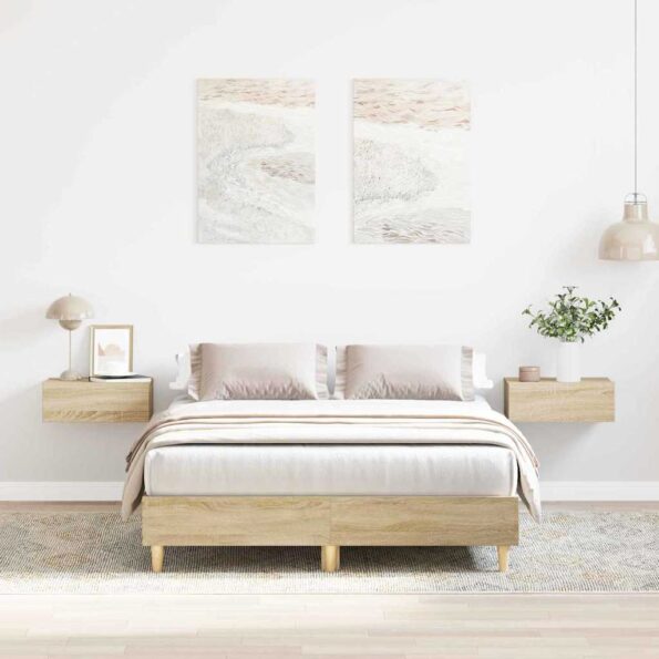 vidaXL Rám postele Sonoma 137 x 190 cm Kompozitné drevo – Obrázok 4