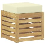 vidaXL Záhradná stolička, lavička s vankúšom Biela 43 x 43 x 45 cm – Obrázok 2