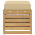 vidaXL Záhradná stolička, lavička s vankúšom Biela 43 x 43 x 45 cm – Obrázok 4