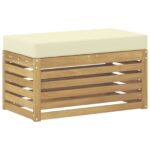 vidaXL Záhradná stolička, lavička s vankúšom Biela 80 x 43 x 45 cm – Obrázok 2