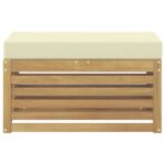 vidaXL Záhradná stolička, lavička s vankúšom Biela 80 x 43 x 45 cm – Obrázok 3