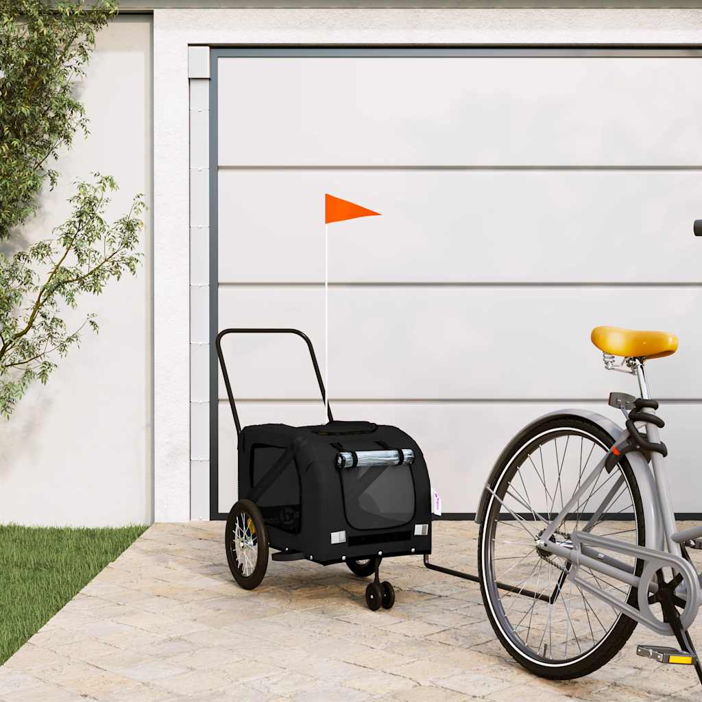 93898_1.jpg vidaXL Príves na bicykel pre domáce zvieratá, čierny, oxfordská látka a železo – Obrázok 1