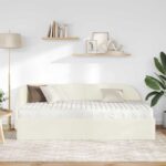 vidaXL Rohový rám postele s matracom 2 pcs Krémová Zamat – Obrázok 3