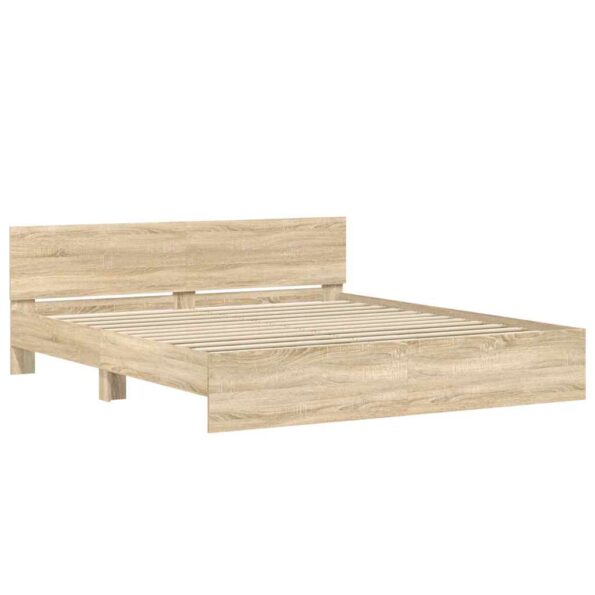 vidaXL Rám postele Nástenný Sonoma 193 x 203 cm Kompozitné drevo – Obrázok 2