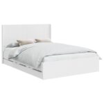 vidaXL Posteľový rám s úložným priestorom a čelom Biela 160 x 200 cm – Obrázok 2