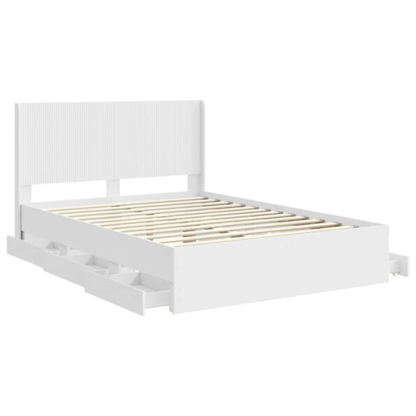 vidaXL Posteľový rám s úložným priestorom a čelom Biela 160 x 200 cm – Obrázok 5