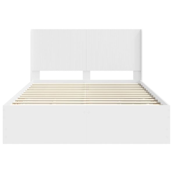 vidaXL Posteľový rám s úložným priestorom a čelom Biela 160 x 200 cm – Obrázok 6