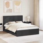 vidaXL Posteľový rám s úložným priestorom a čelom Čierna 160 x 200 cm