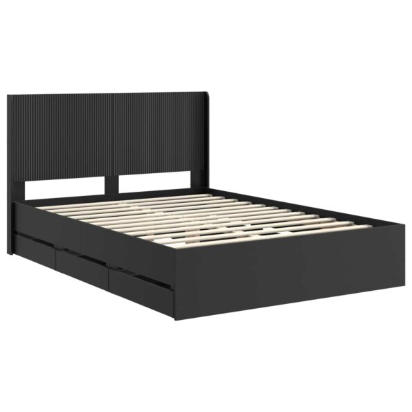 vidaXL Posteľový rám s úložným priestorom a čelom Čierna 160 x 200 cm – Obrázok 4