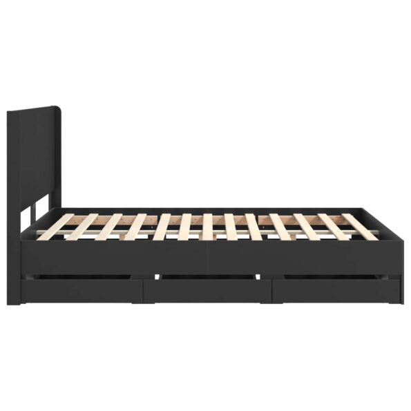 vidaXL Posteľový rám s úložným priestorom a čelom Čierna 160 x 200 cm – Obrázok 7