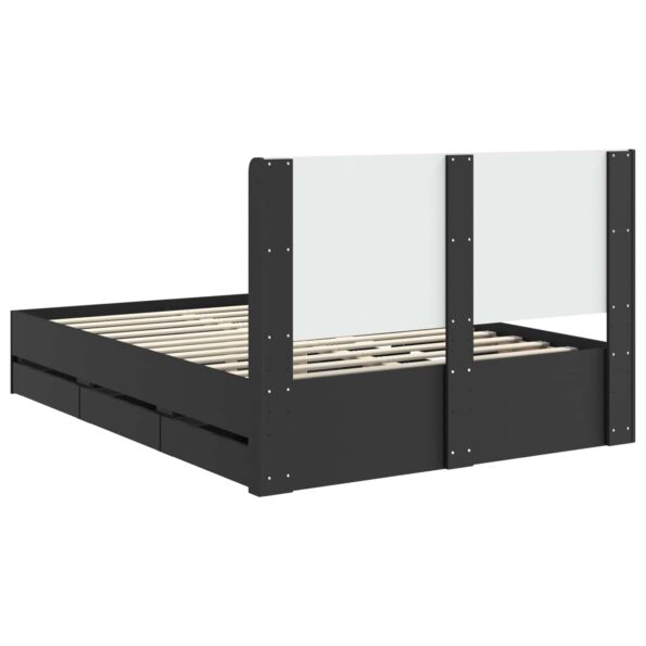 vidaXL Posteľový rám s úložným priestorom a čelom Čierna 160 x 200 cm – Obrázok 8