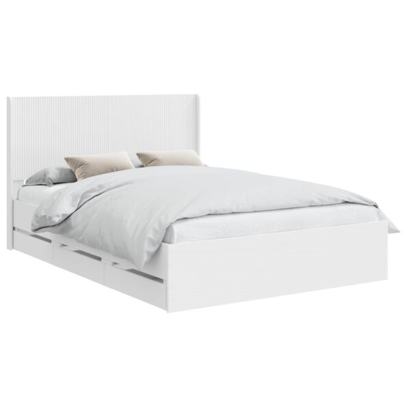 vidaXL Posteľový rám s úložným priestorom a čelom Biela 140 x 190 cm – Obrázok 2