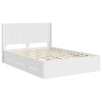 vidaXL Posteľový rám s úložným priestorom a čelom Biela 140 x 190 cm – Obrázok 4