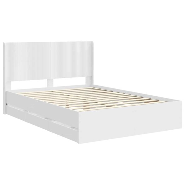 vidaXL Posteľový rám s úložným priestorom a čelom Biela 140 x 190 cm – Obrázok 4