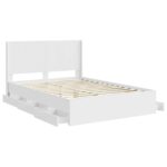 vidaXL Posteľový rám s úložným priestorom a čelom Biela 140 x 190 cm – Obrázok 5