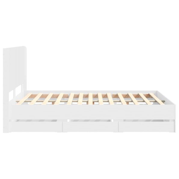 vidaXL Posteľový rám s úložným priestorom a čelom Biela 140 x 190 cm – Obrázok 7