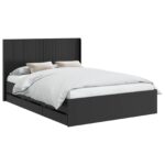 vidaXL Posteľový rám s úložným priestorom a čelom Čierna 140 x 190 cm – Obrázok 2